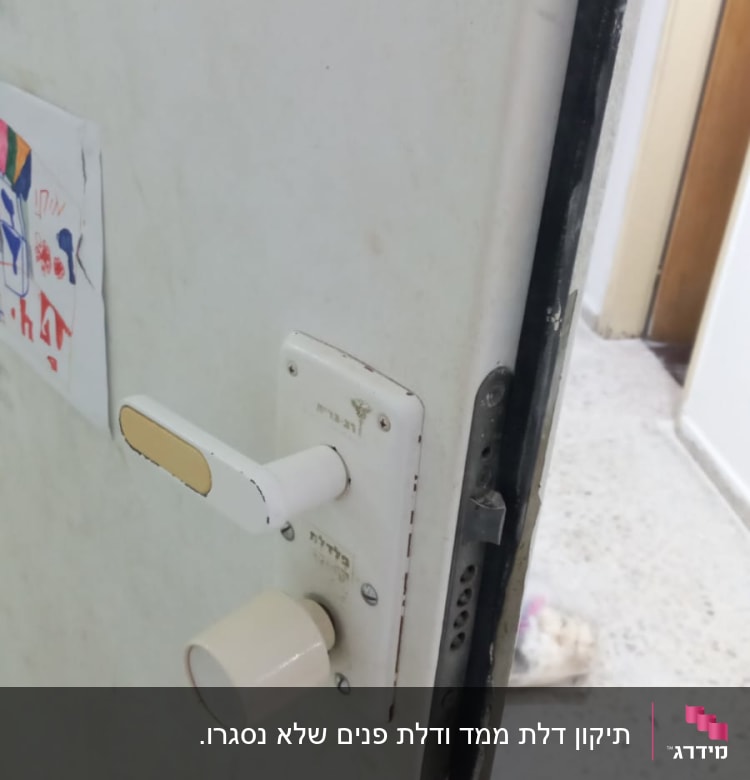 ידית ודלת עם מנעול פתוח